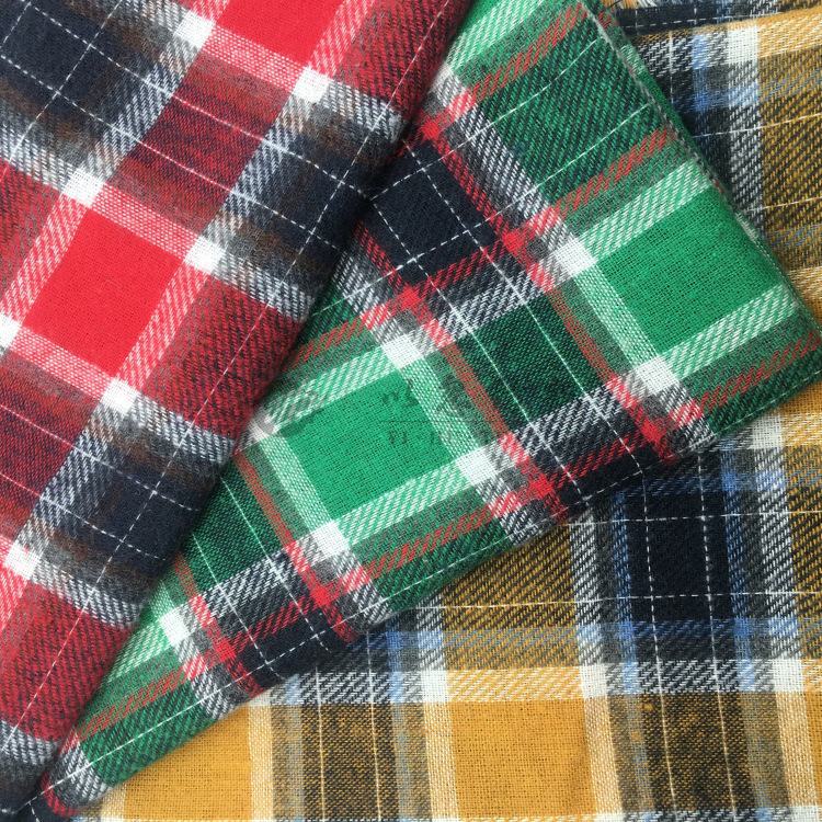 【磨毛毛格】斜纹色织涤棉格子 时尚男女装衬衫面料 2019秋冬新款