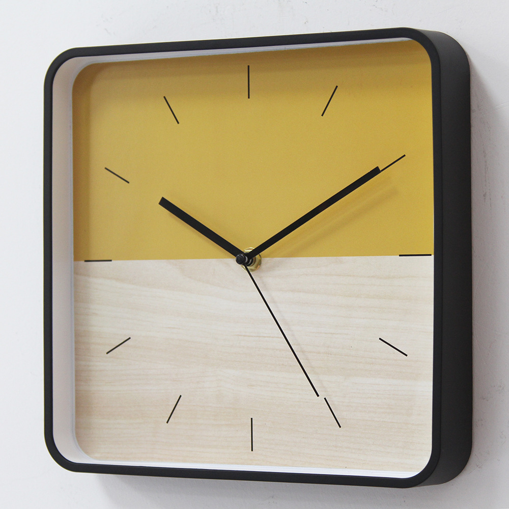 Reloj de pared cuadrado nuevo con letras termoimpresas - Estilo moderno, simple y creativo - Silencioso - Para dormitorio y sala de estar