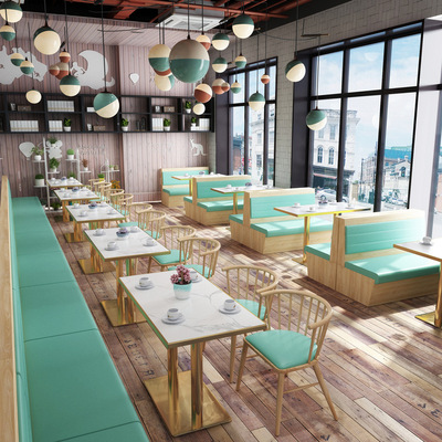定制音乐餐厅酒吧板式靠墙卡座沙发桌椅组合清吧奶茶店咖啡厅桌椅