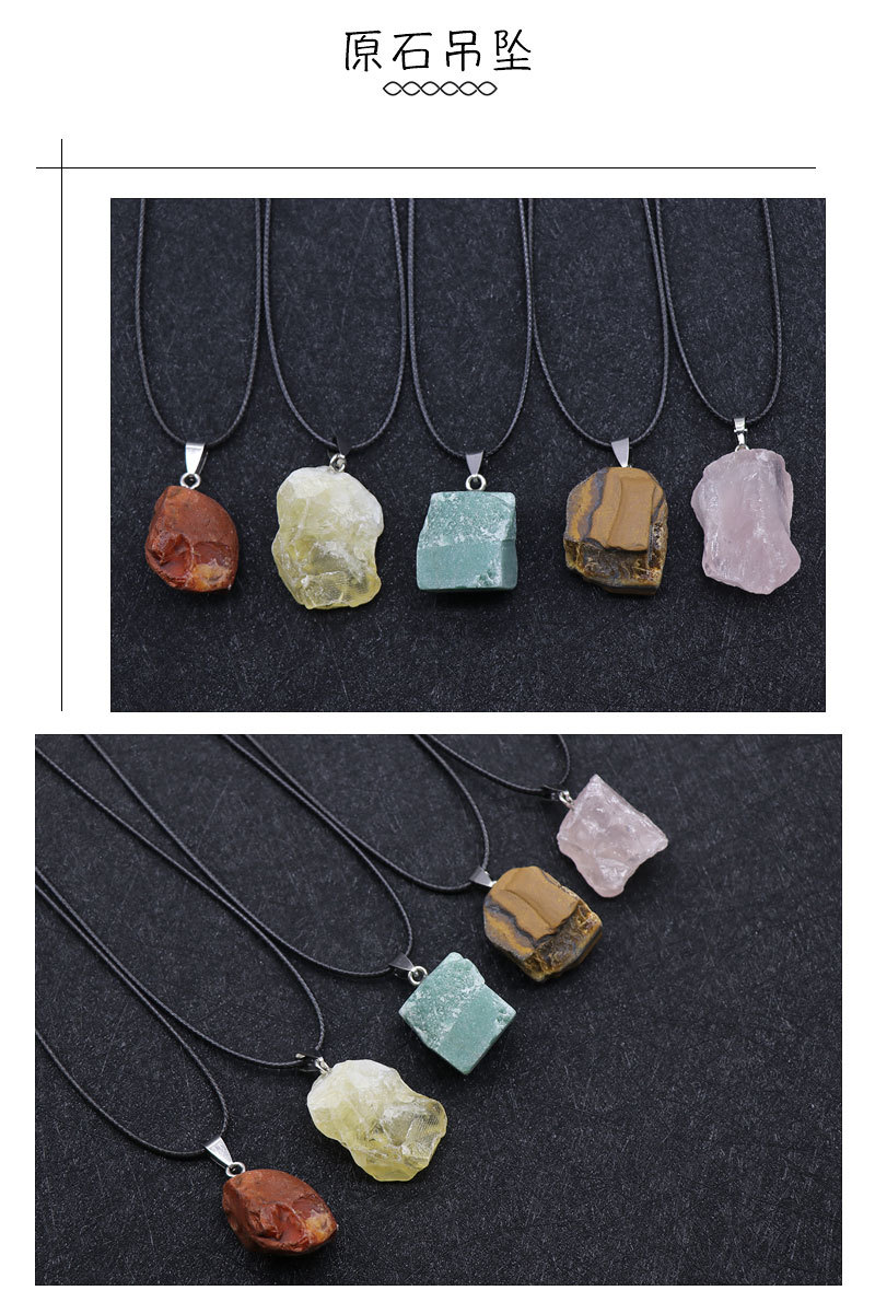 Rough stone pendant purple pink yellow white crystal tiger eye aventurine jade grape red agate whole