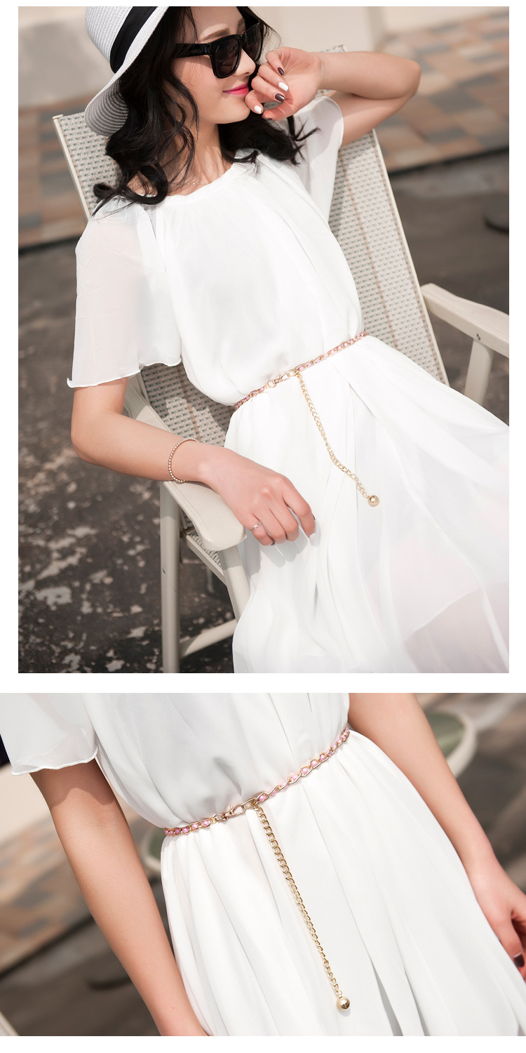 Damen-Frühlings- und Sommerkleid, verzierter Perlengürtel, vielseitiger Metallhaken, dünne Taillenkette, Geschenk_voghion.com