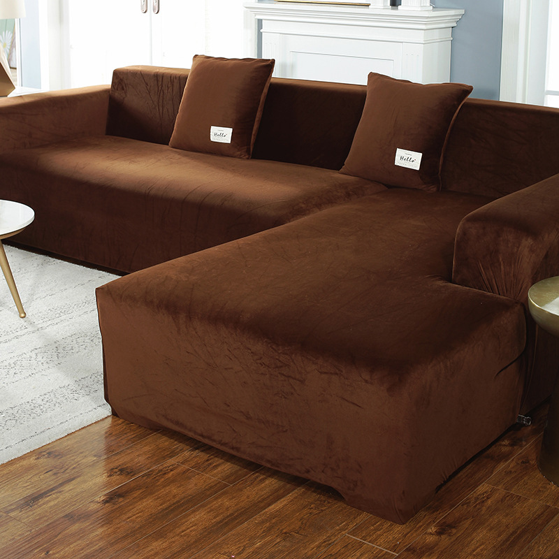 Thickened solid color plush sofa cover elastic non-slip high-end Nordic simple one-piece all-inclusive Imperial Concubine cover lazy combination