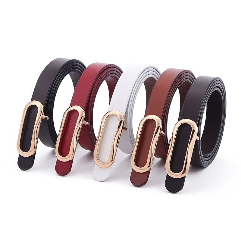 平滑扣腰带 牛皮女士连衣裙外套细皮带时尚简约装饰腰带厂家批发