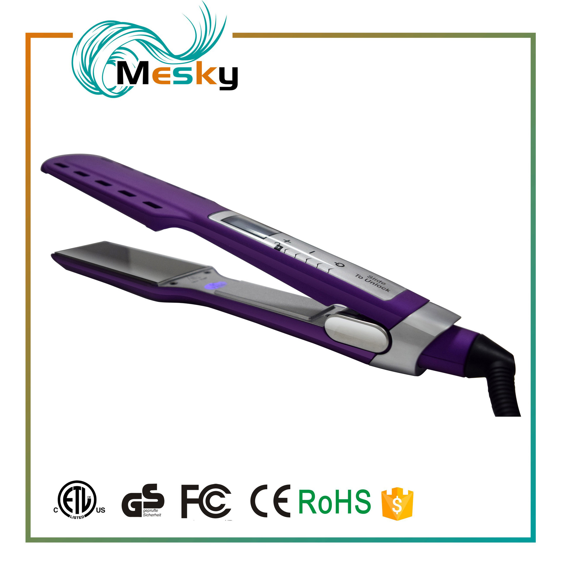 外贸新款触摸屏幕调温烫发拉直夹板MCH干湿两用1 3/4宽夹板直发器