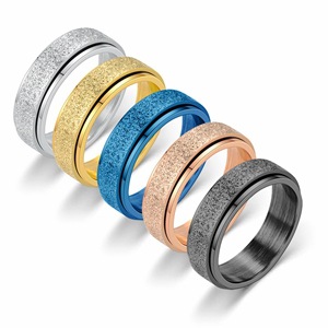 Wholesale Fashion Titanium Steel Frosted Rotated Couple Ring Nihaojewelry display picture 1