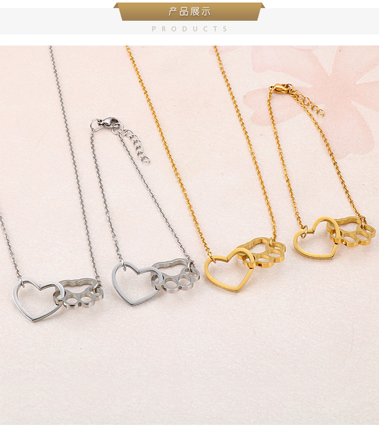 18K Real Gold Plated Plating Material PVD Coated 18K Gold Plated Heart Titanium Steel Korean Style Waterproof Non Tarnish