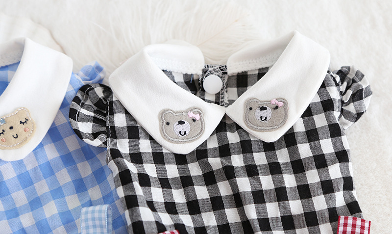 动物娃娃领格子裙