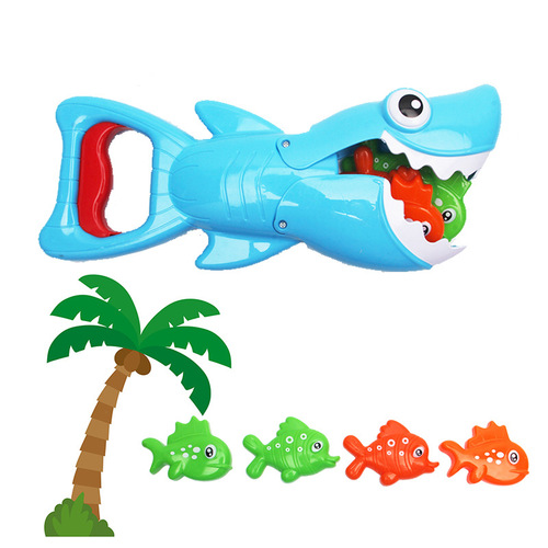 Cross-border shark clipping fun, big fish eating small fish, bathing and playing in summer, children's fishing and shark hunting bathroom water toys