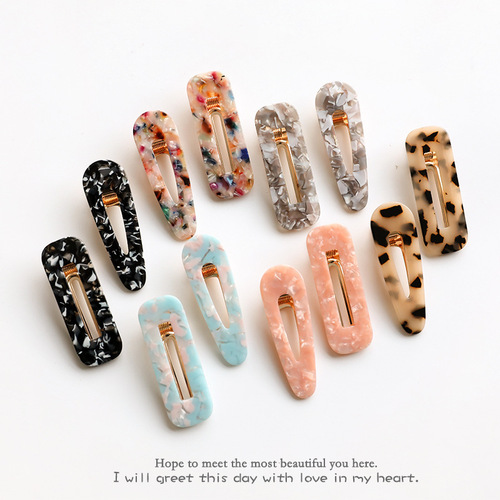 Japanese fashion temperament bangs clip side clip girl heart acetic acid water drop acrylic duck clip hair clip Korean head accessories