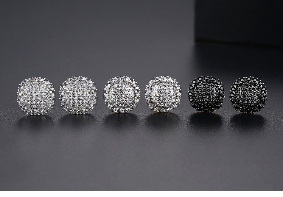 Fashion Stud Earrings Simple Pavé Zircon Round Earrings Wholesale display picture 1