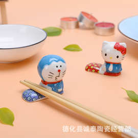 ZAKKA日式陶瓷筷子架可爱机器猫筷架kitty猫筷托旅游景区地摊热卖