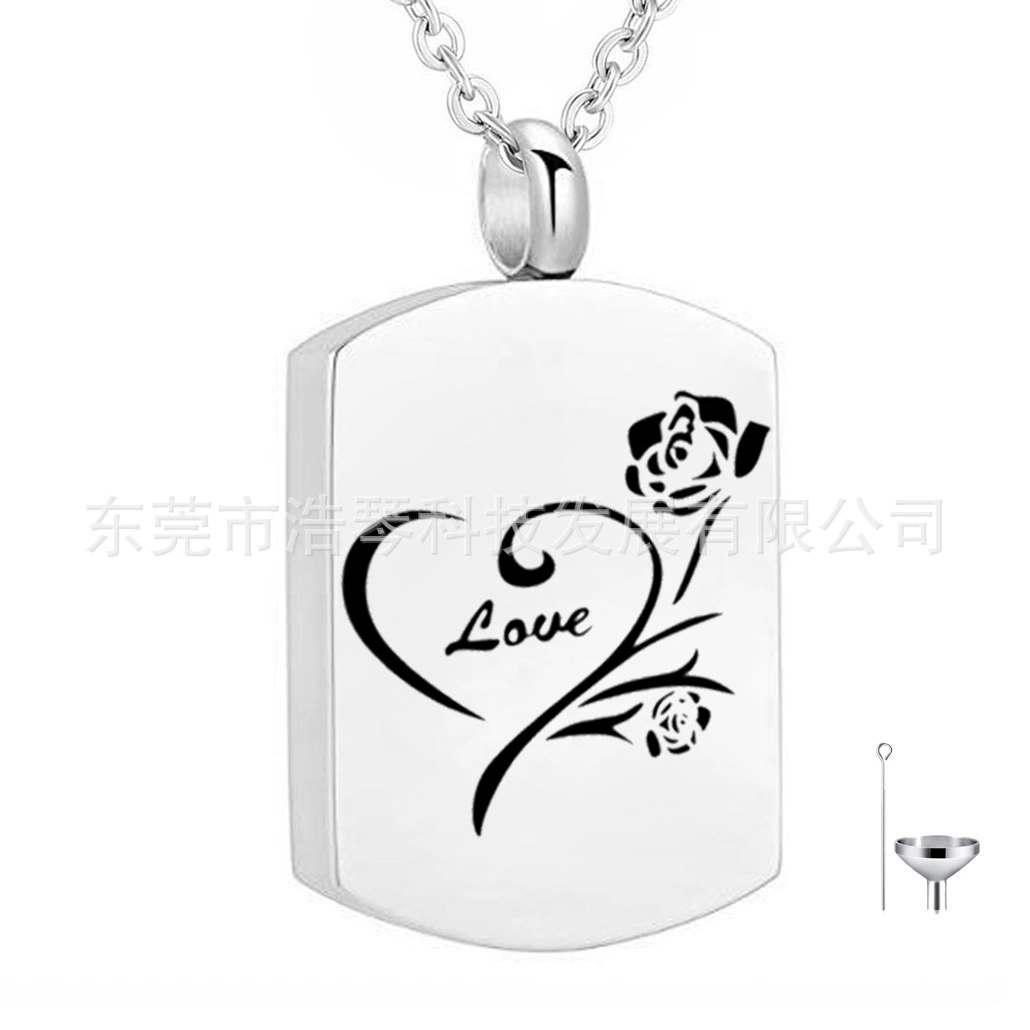 Европейский и американский Новый ПЭТ пепел ожерелье прямоугольная Любовь Роза пепел кулон памятный бренд флакон духов