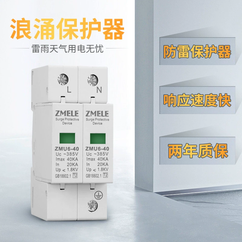 Обработка пользовательских 2P 40KA сетевой фильтр Молниезащита разрядник домашний выключатель 220V