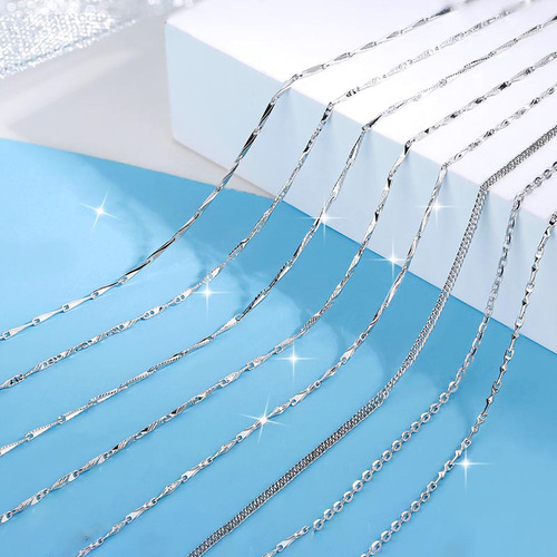 s999 pure silver necklace women's silver chain sterling silver without pendant plated ingot melon seed clavicle chain silver pure chain