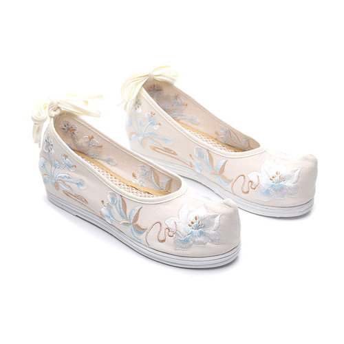 Ancient chinese hanfu shoes Han clothing shoes children ancient fairy princess peformance embroidered shoes for girls