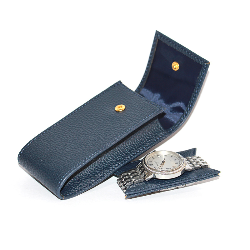 厂家直销车缝折边pu皮革手表包装袋可订制LOGO手表饰品手表袋