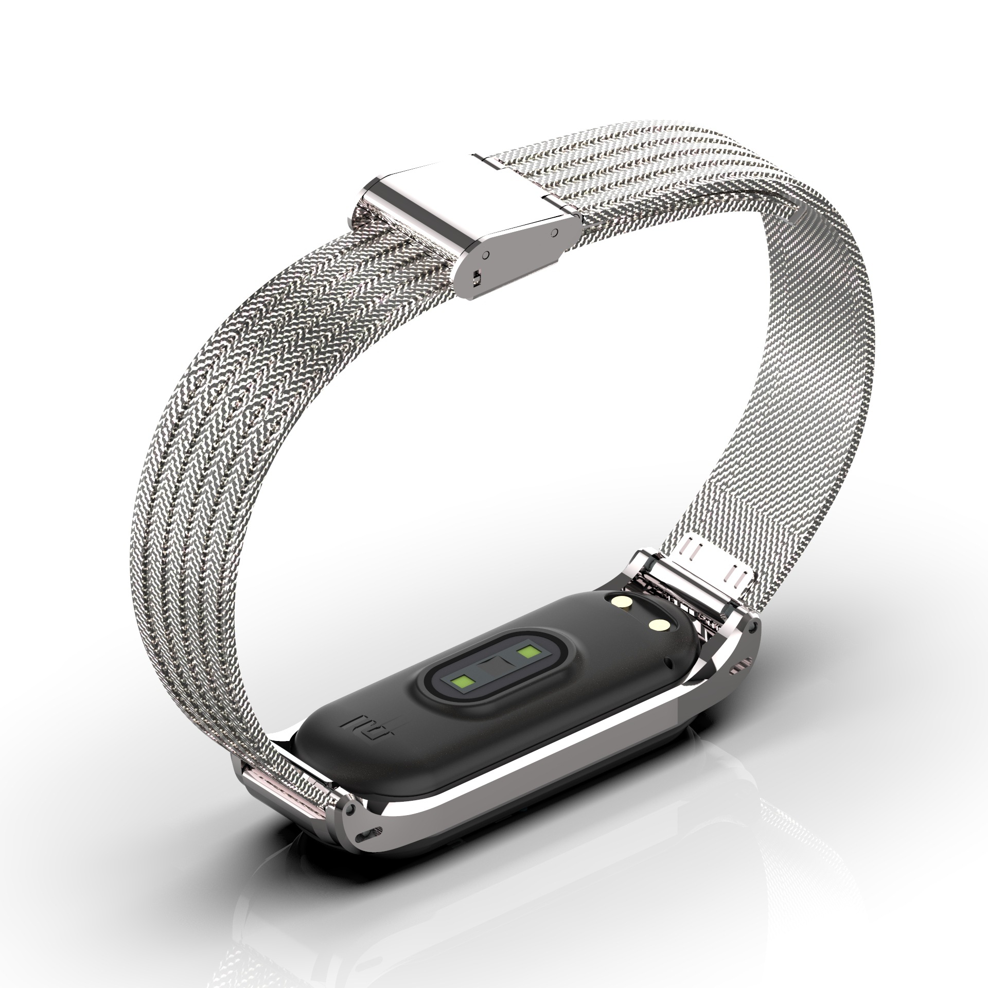 holdmi4302适用 小米手环4金属表带 轻装金属表壳 波浪纹海浪腕带