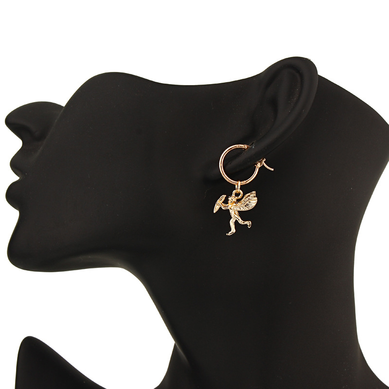 Pendientes De Clip En Forma De Ángel Tridimensional Para Mujer, Pendientes De Oro Y Plata Para Mujer, Pendientes De Comercio Exterior display picture 8