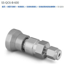 世伟洛克SS-QC6-B-600仪表快速接头