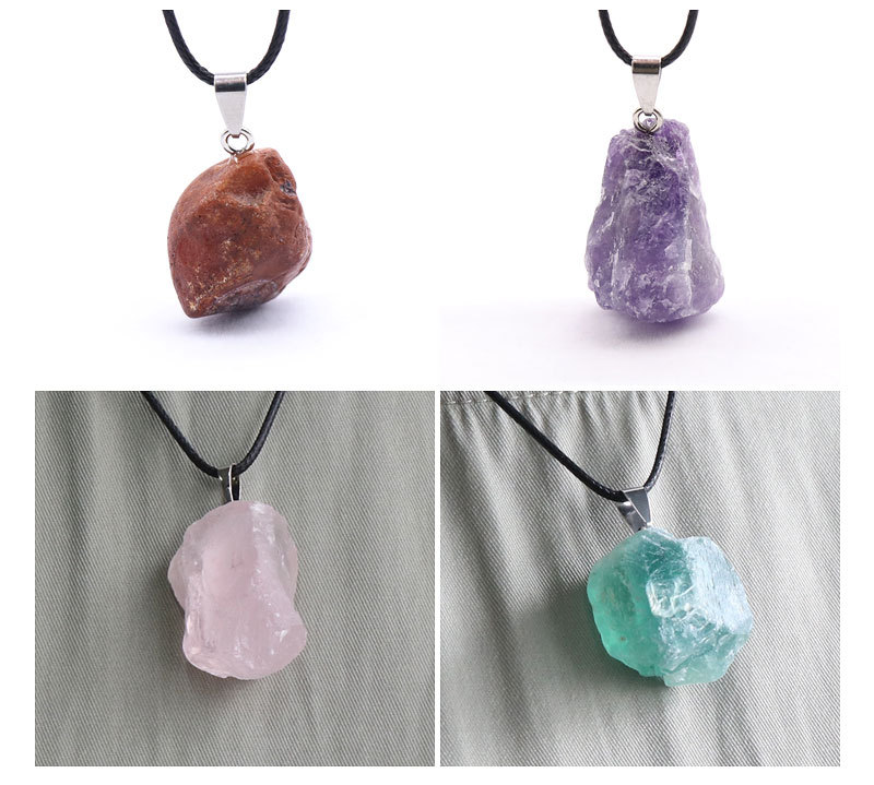 Pendentif En Pierre Brute Violet Rose Jaune Cristal Blanc Oeil De Tigre Aventurine Jade Raisin Agate Rouge En Gros display picture 9