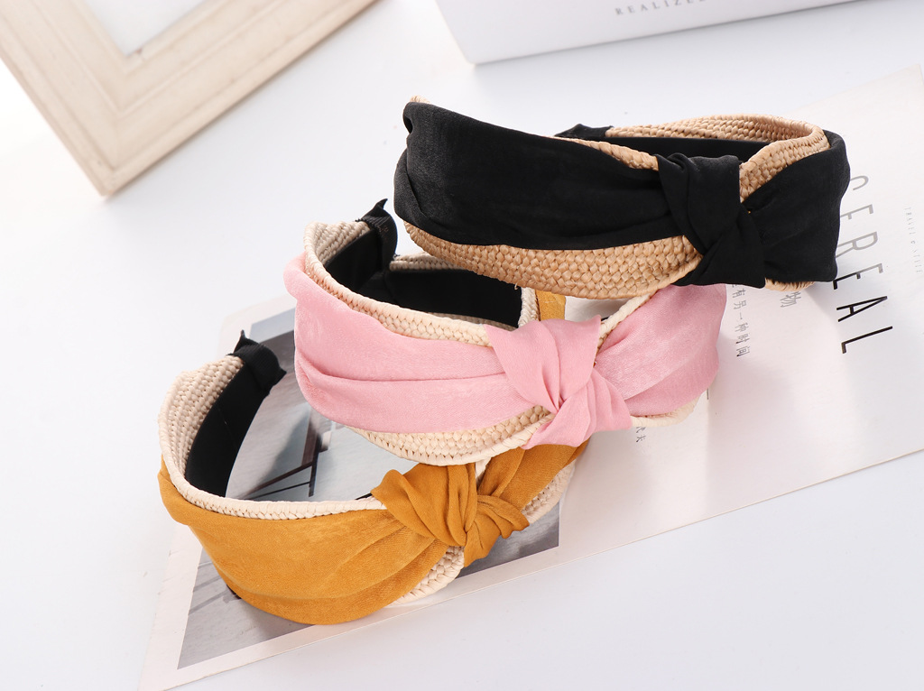 Korean Hand-woven Raffia Holiday Cloth Headban  New Headband Headwear Wholesale Nihaojewelry display picture 3