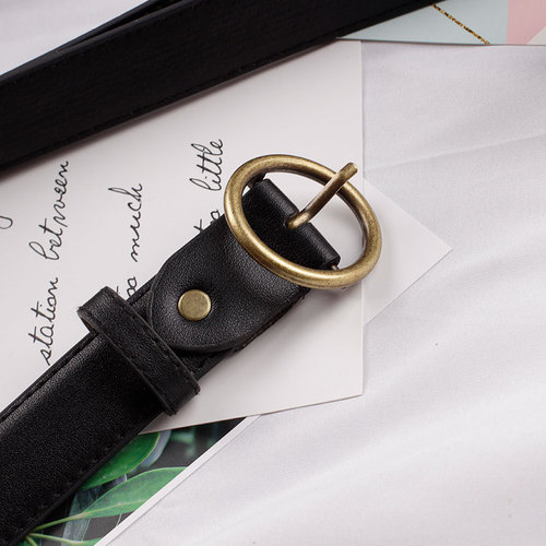 New Korean style retro ladies alloy round buckle belt versatile casual pin buckle square buckle PU belt female factory direct sale