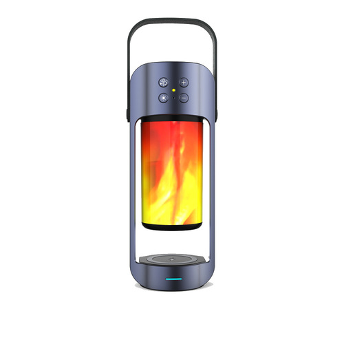 Manufacturer wholesale flame lamp wireless charging bluetooth speaker multi-functional all-in-one outdoor emergency light with power bank function