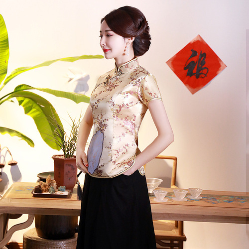 Chinese Dress Qipao for women Seasonal short cheongsam top women&apos;s Retro party dress