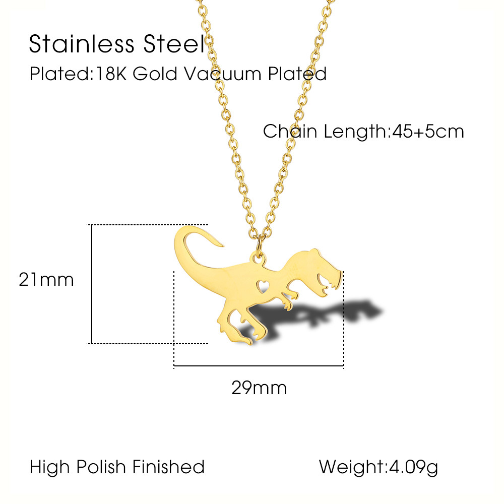 304 Stainless Steel 18K Gold Plated Fashion Plating Dinosaur Necklace display picture 1