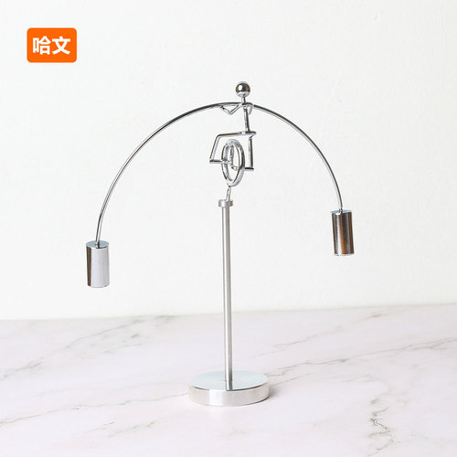 Large/Creative Stainless Steel Balance Ball Tumbler Little Man Inertia Ornament Swinging Decompression Little Iron Man Unicycle