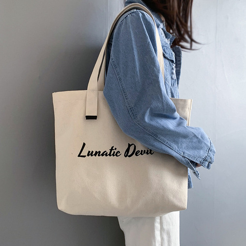 European and American style large bag ins female canvas bag simple student bag shoulder bag ulzzang large bag one piece drop shipping