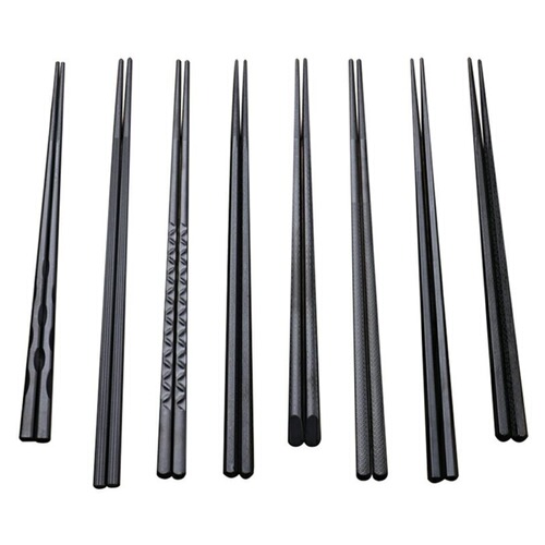 Hotel Restaurant Black Disinfection Korean Japanese Pointed Head Thread Alloy Chopsticks High-end Anti-slip Commercial Can Be Printed Logo 