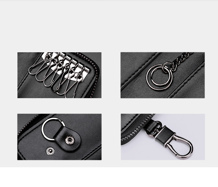 Large-capacity Zipper Car Key Case Waist Leather Card Case Multifunctional Fashion Key Chain display picture 21