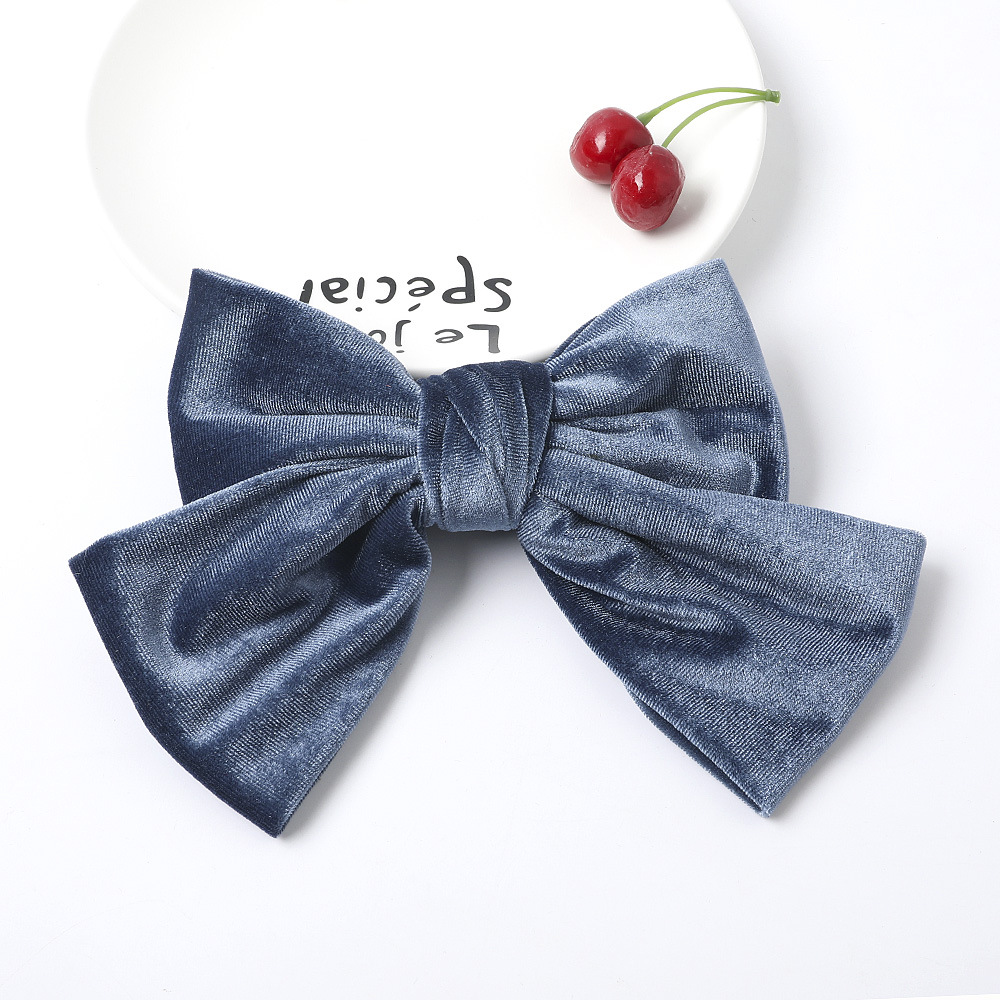 New Fashion Korean Velvet Bow Hairpin Velvet Gold Velvet Cloth Spring Clip Nihaojewelry Wholesale display picture 2