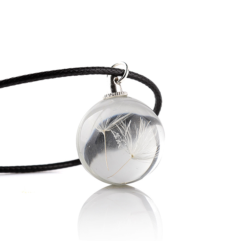 fashion natural leaves dandelion glass dried flower hot-selling necklace