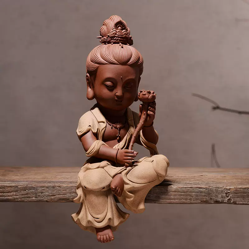 手工精品紫砂禅意摆件 家居装饰品 中式人物摆设 陶瓷工艺品