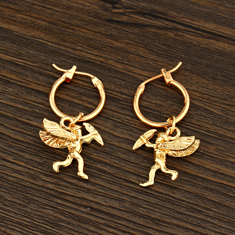 Cute Fashion Three-dimensional Angel Angle Pendant Earclip Earrings Women's Gold Silver Earrings Foreign Trade Earrings display picture 7