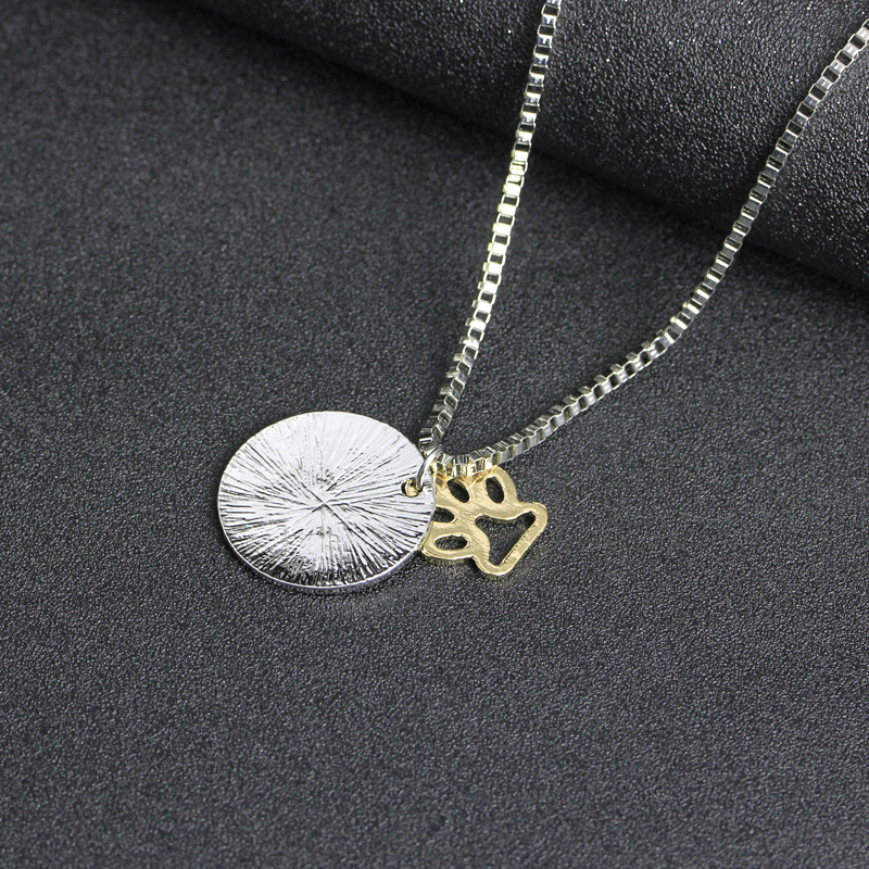 lettering round hollow cat claw pendant necklace letters Love Rescue dog claw necklace wholesale nih