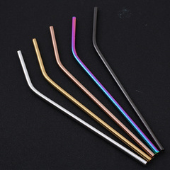 304 stainless steel titanium-plated creative colored coffee milk tea straw curved straw metal stirrer