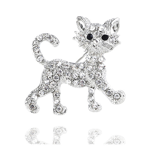 Crystal alloy cute kitten brooch, best-selling foreign trade lapel pin, women's clothing pin, accessories