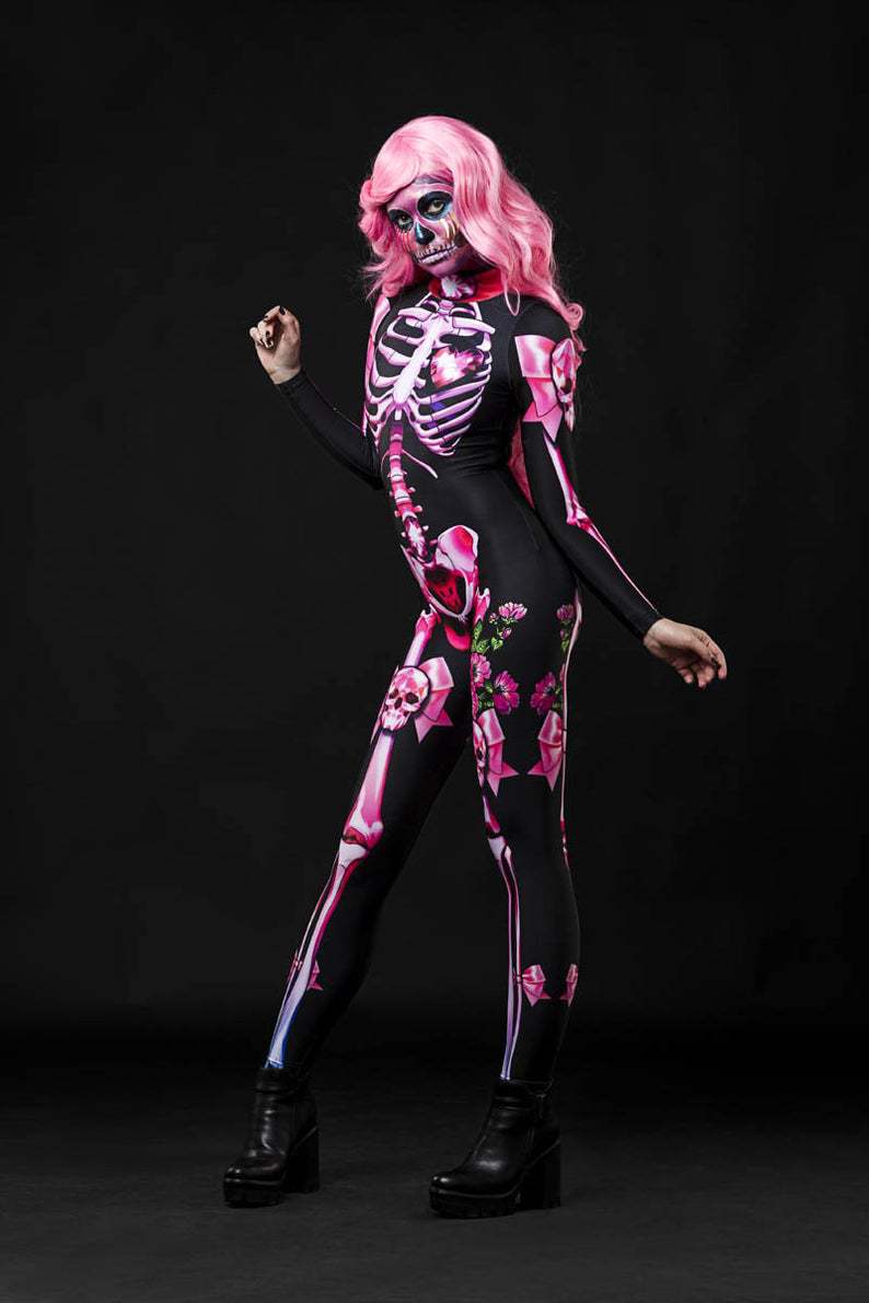 Halloween costume horror skeleton print parent-child jumpsuit NSONF136682