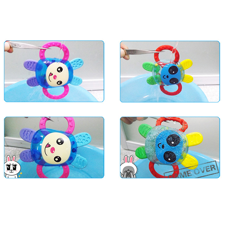 嬰幼兒早教搖鈴寶寶牙膠手搖鈴 早教嬰兒0-3歲玩具外貿(mào)