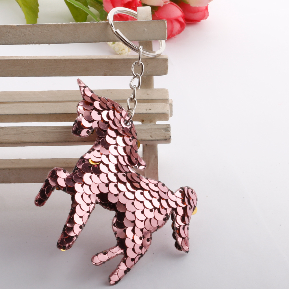 New fashion hotsale reflective fish scale sequins unicorn key chain colorful pony sequins coin purse pendant car accessories wholesalepicture13