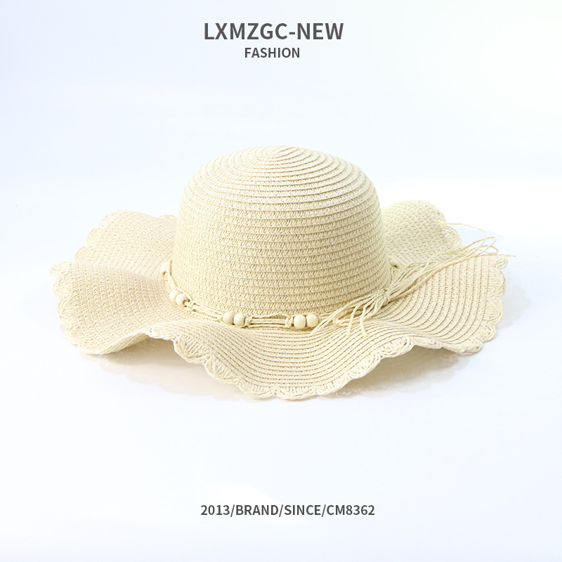 solid color cute wave brim straw hat  NSTQ34738