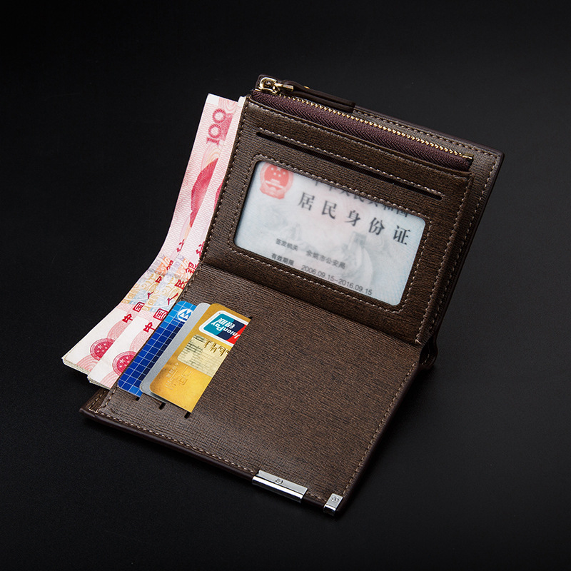 Los hombres de negocios impresos billetera corta casual 3-fold cremallera horizontal Borde de hardware billetera de moda Retro