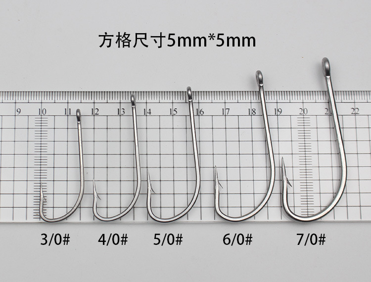 Anzuelo de acero inoxidable a granel tubo de púas con agujero de mango largo gancho de pesca de mar con mango largo anti-óxido gran lubina gancho de caballito de mar