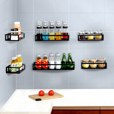 腾巍不锈钢厨房调料置物架免打孔壁挂式酱油醋墙上收纳调味架黑色