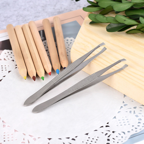 Factory direct sales stainless steel eyebrow clip, oblique eyebrow pliers, hair plucking and trimming, beauty tools