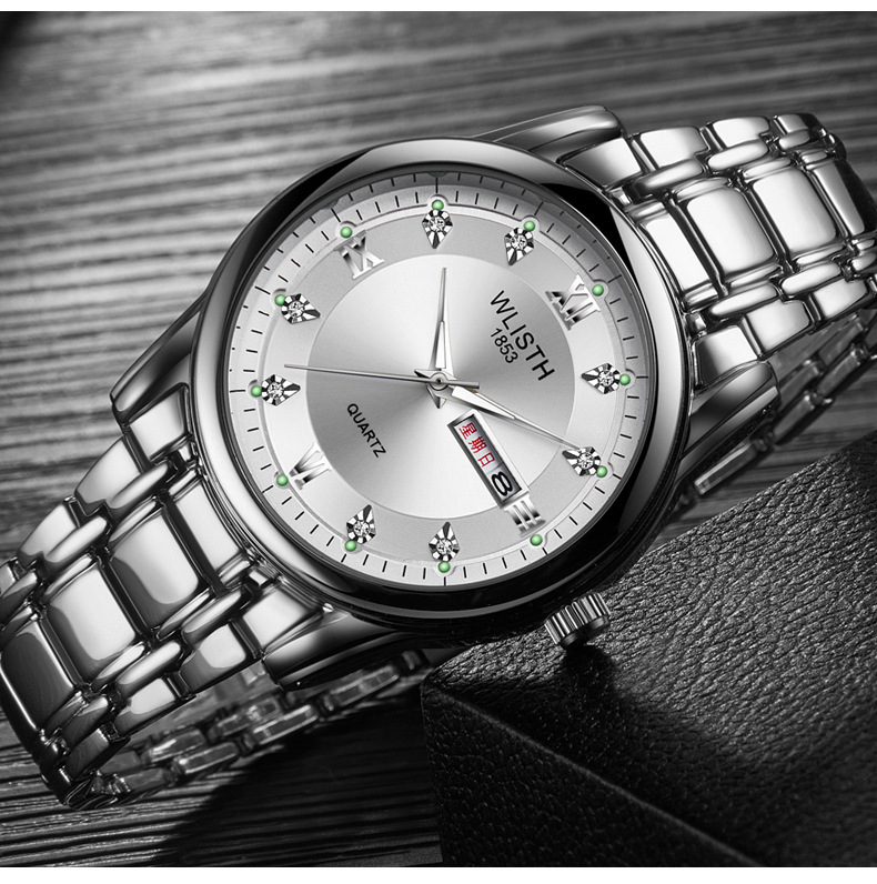 Montre à Quartz pour hommes, étanche, avec bracelet en acier, double calendrier, Vintage, offre spéciale, nouvelle collection 2023_voghion.com