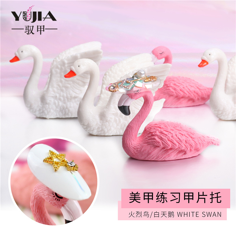 Celebridad en línea ins estilo de uñas práctica asiento pájaro titular de uñas accesorios de tiro blanco Cisne obras soporte de exhibición